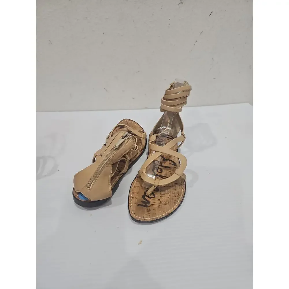 Sam Edelman "Glenda" Gladiator Sandal - Women's Size 6.5M Beige Tan Flats - Picture 9 of 9